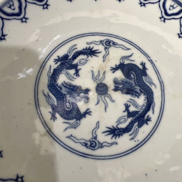Pier 1 Imports Plates Chinese Blue Double Dragons Set of 4 (2 ~8.75" & 2 ~ 7.5") - Picture 7 of 16